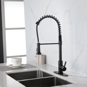 Kitchen Faucet Commercial Solid Brass Single Handle Single Lever Drop Down Sprayer Spring Kitchen Sink Faucet Matte Black