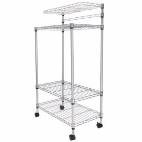 4-layer Powder Coated Wheeled Microwave Oven Rack, Stainless Steel