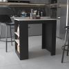 Highlands Kitchen Island with Storage Base in Black and Ibiza Marble