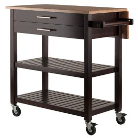 Langdon Kitchen Cart; Drop Leaf; Cappuccino and Natural