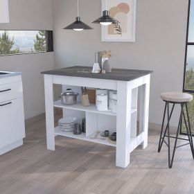 Brooklyn Kitchen Island, Three Concealed Shelves