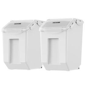 VEVOR Ingredient Storage Bin, 2 x 15L Dispenser Bin with 2 Measuring Cups, Attachable Casters and Airtight Lid