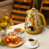 1.7L retro painted electric kettle 1200W Instrument dial thermometer flower watermark painting fast boiling rope without BPA automatically closed SUS3