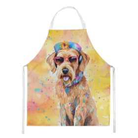 Airedale Terrier Hippie Dawg Apron Cooking Kitchen Server Baking Crafts Gardening for Adult Women Men, Unisex, Large, Multicolor