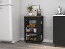 Black Wengue and Light Oak 5-Shelf 1-Drawer Kitchen Cart