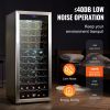 VEVOR 80-Bottle Wine Cooler Dual Zone Freestanding Refrigerator LED Light Lock