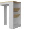 DeSoto Wine Storage Pedestal Kitchen Island White and Macadamia