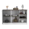 Ginger Kitchen Island, Three Open Shelves, Two Cabinets -White / Dark Brown