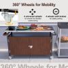 Outdoor Grill Cart with Stainless Steel Tabletop, Storage, Patio Kitchen Island with Wheels, Hooks, and Spice Rack, Waterproof Outdoor Grill Table