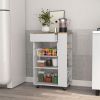 Blosson Kitchen Cart, One Drawer, Two Open Shelves, Four Casters -White / Light Oak