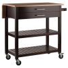 Langdon Kitchen Cart; Drop Leaf; Cappuccino and Natural