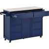 K&K Store Kitchen Cart with Rubber Wood Countertop