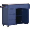 K&K Store Kitchen Cart with Rubber Wood Countertop