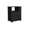 Kit Lower Microwave Cabinet, Single Door, Three Side Shelves-Black