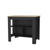 Aztec Kitchen Island in melamine with open storage, Light pine + black