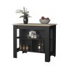 Aztec Kitchen Island in melamine with open storage, Light pine + black