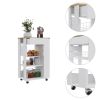 White and Light Oak 5-Shelf 1-Drawer Kitchen Cart