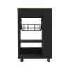 Black Wengue and Light Oak 5-Shelf 1-Drawer Kitchen Cart