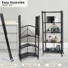 HealSmart 5-Tier Heavy Duty Foldable Metal Rack Storage Shelving Unit with Wheels Moving Easily Organizer Shelves Great for Garage Kitchen Holds up to