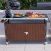 Outdoor Grill Cart with Stainless Steel Tabletop, Storage, Patio Kitchen Island with Wheels, Hooks, and Spice Rack, Waterproof Outdoor Grill Table