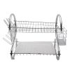 2 Tier Dish Drying Rack Drainer Stainless Steel Kitchen Cutlery Holder Shelf