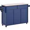 K&K Store Kitchen Cart with Rubber Wood Countertop