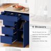 K&K Store Kitchen Cart with Rubber Wood Countertop