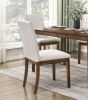 Contemporary Brown Finish Dining Chairs Set of 2 Fabric Upholstery Seat and Back Wooden Kitchen Dinng Furniture