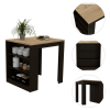 Elkins 3-Drawer Kitchen Island Black Wengue and Pine