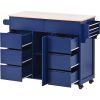 K&K Store Kitchen Cart with Rubber Wood Countertop