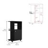 Clip Kitchen Cart, Single Door Cabinet, Four Casters -Black