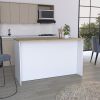 Ginger Kitchen Island, Three Open Shelves, Two Cabinets White - Natural Oak