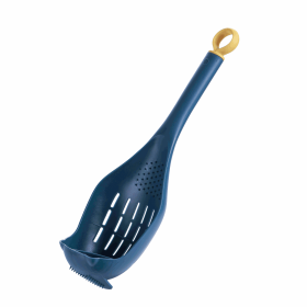 1pc Colander Spoon - Scoop Colander, Plastic Large Soup Strainer Spoon, Strainer Slotted Spoon Kitchen Utensil With Long Handle - Kitchen Supplie (Color: Dark blue)