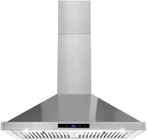 30/36 inch Range Hood 700CFM Wall Mount Stainless Steel Touch Control 3-speed Stove Vent (width: silver)