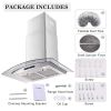 30 inch Wall Mounted Range Hood 700CFM Tempered Glass Touch Panel Control Vented LEDs