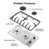 Gas Cooktop 12 Inch, Bulit-in Propane Stove 2 burner, Stainless Steel /Tempered Glass Gas Stove Top, 2 Burner Propane Cooktop