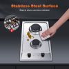 Gas Cooktop 12 Inch, Bulit-in Propane Stove 2 burner, Stainless Steel /Tempered Glass Gas Stove Top, 2 Burner Propane Cooktop