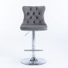 A&A Furniture,Swivel Velvet Barstools Adjusatble Seat Height from 25-33 Inch