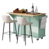 Kitchen Cart with Rubber wood Drop-Leaf Countertop ,Cabinet door internal storage racks