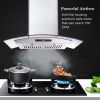 30 inch Wall Mounted Range Hood 700CFM Tempered Glass Touch Panel Control Vented LEDs