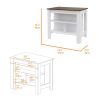 Caledon 2 Piece Kitchen Set, Kitchen Island + Upper Wall Cabinet , White /Walnut