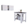 Austin 2 Piece Kitchen Set, Upper Wall Cabinet + Kitchen Island , White /Walnut